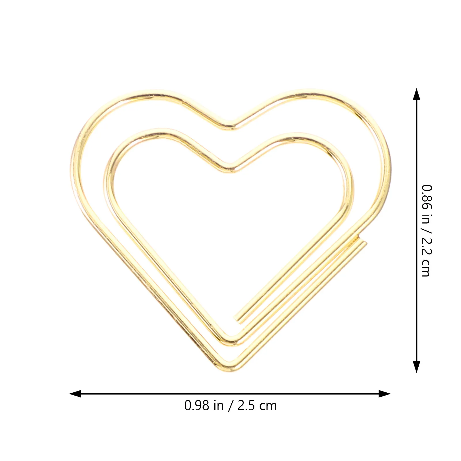 100Pcs 크리 에이 티브 종이 클립 하트 모양 금속 클립 종이 클램프 문서 홀더 사무실 학습 용품 장식 종이 클립