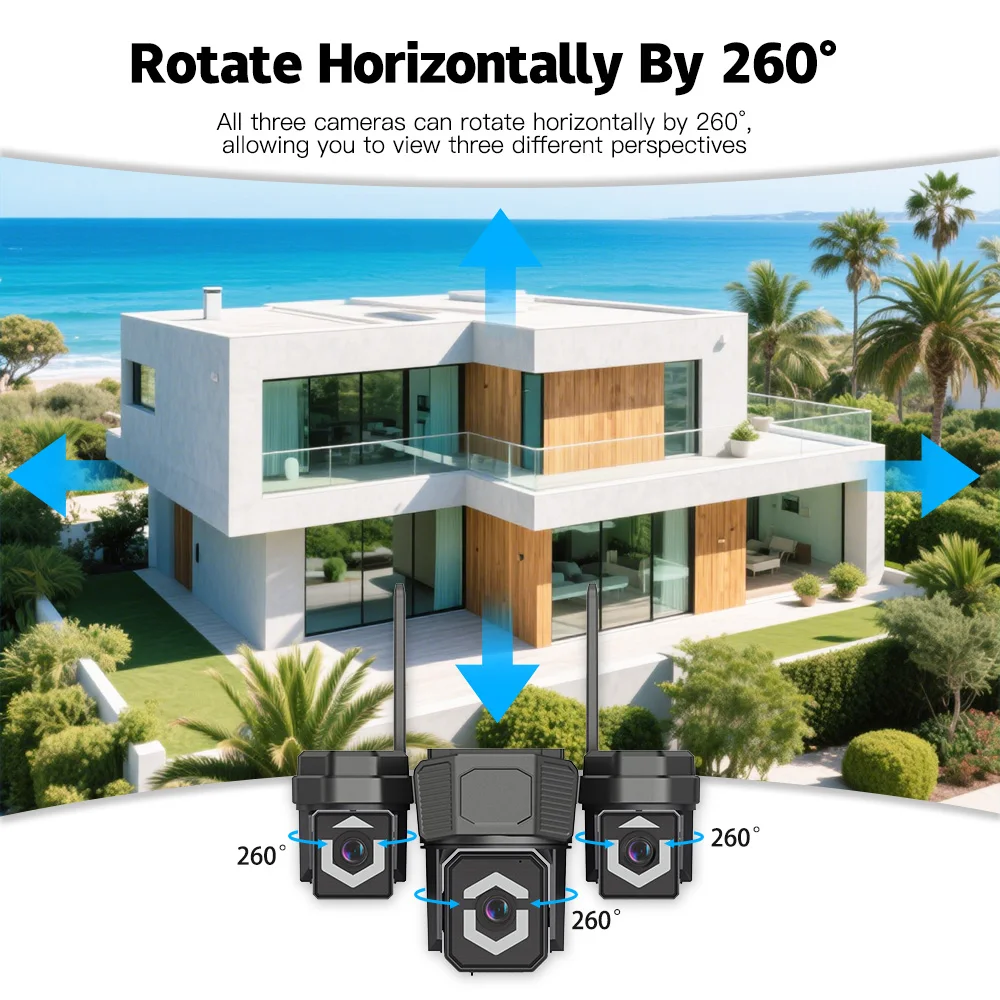 SZSINOCAM WIFI Edition Triple-Lens PTZ Surveillance Camera AI Human Detection IP66 Waterproof Video Security Camera 4