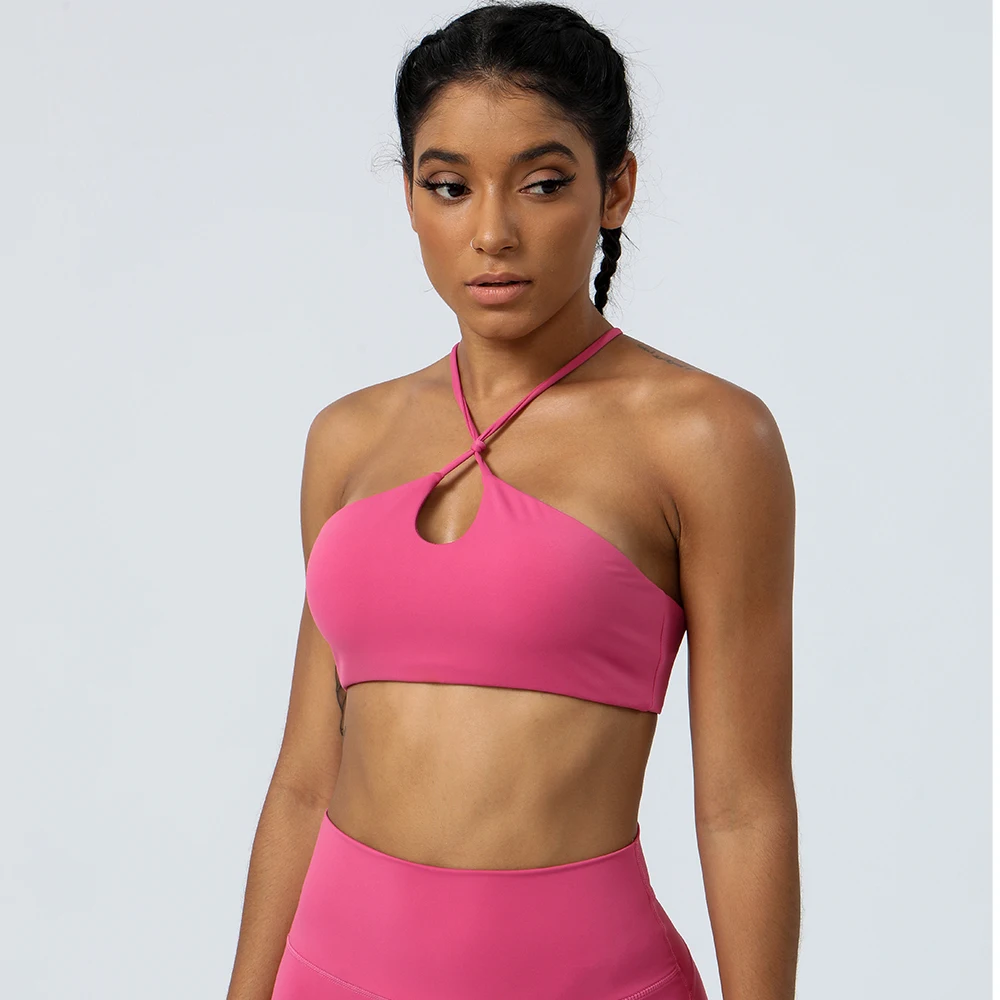 Backless Sport Bra  Women Pilates Gym Fitness Dance Yoga Crop Top Soild Color Outdoor Train Sexy Exercise Underwear