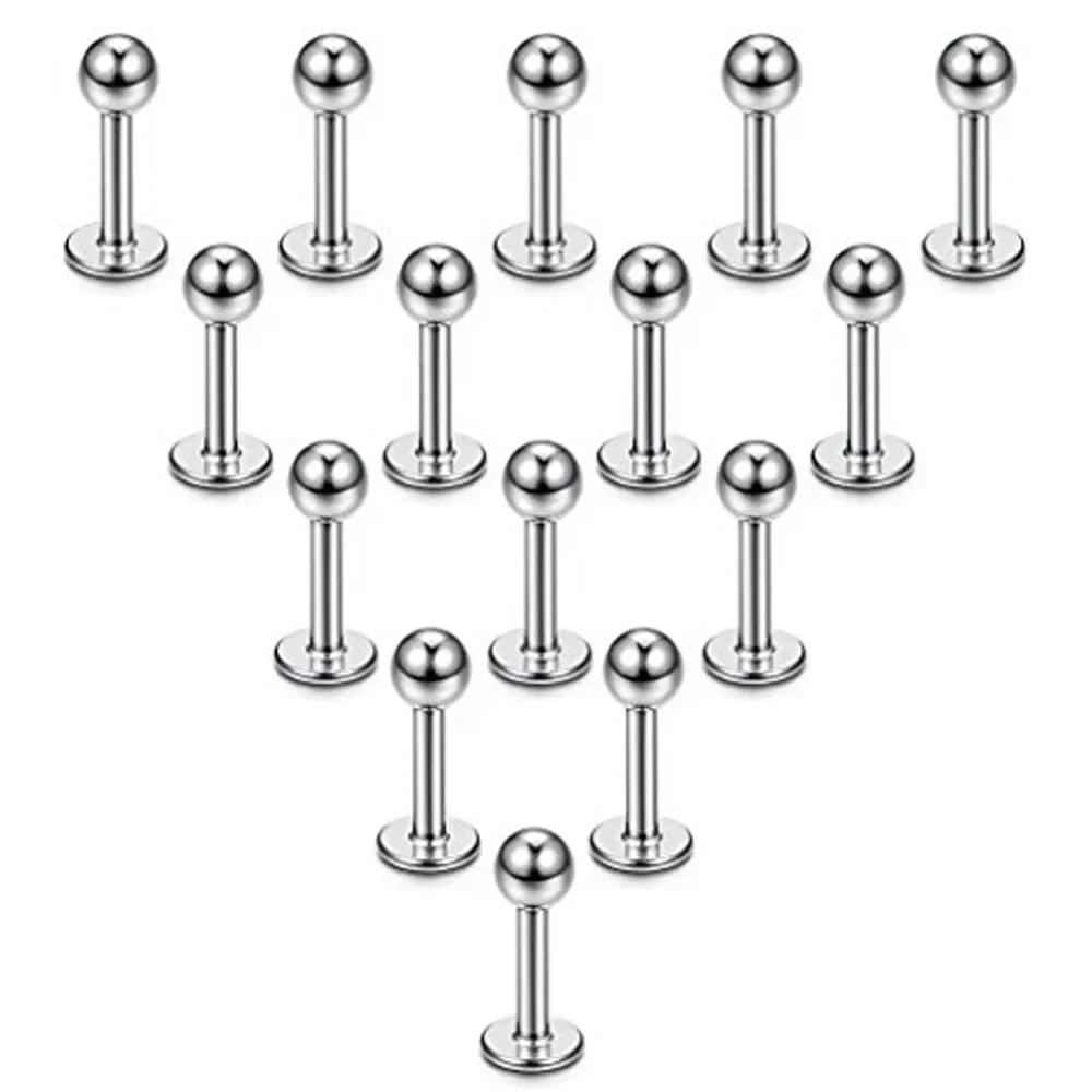 Piercing Oreille Nez 16G 18G 20G - Acier Inoxydable Sans Filetage - Pour Tragus, Hélix, Labret - Tiges 6mm 8mm 10mm