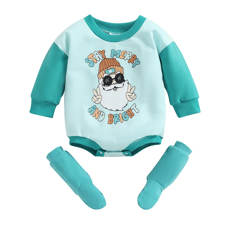 

Jkerther Infant Baby Girl Boy Christmas Outfit Long Sleeve Crew Neck Printed Romper Jumpsuit Santa Clothes