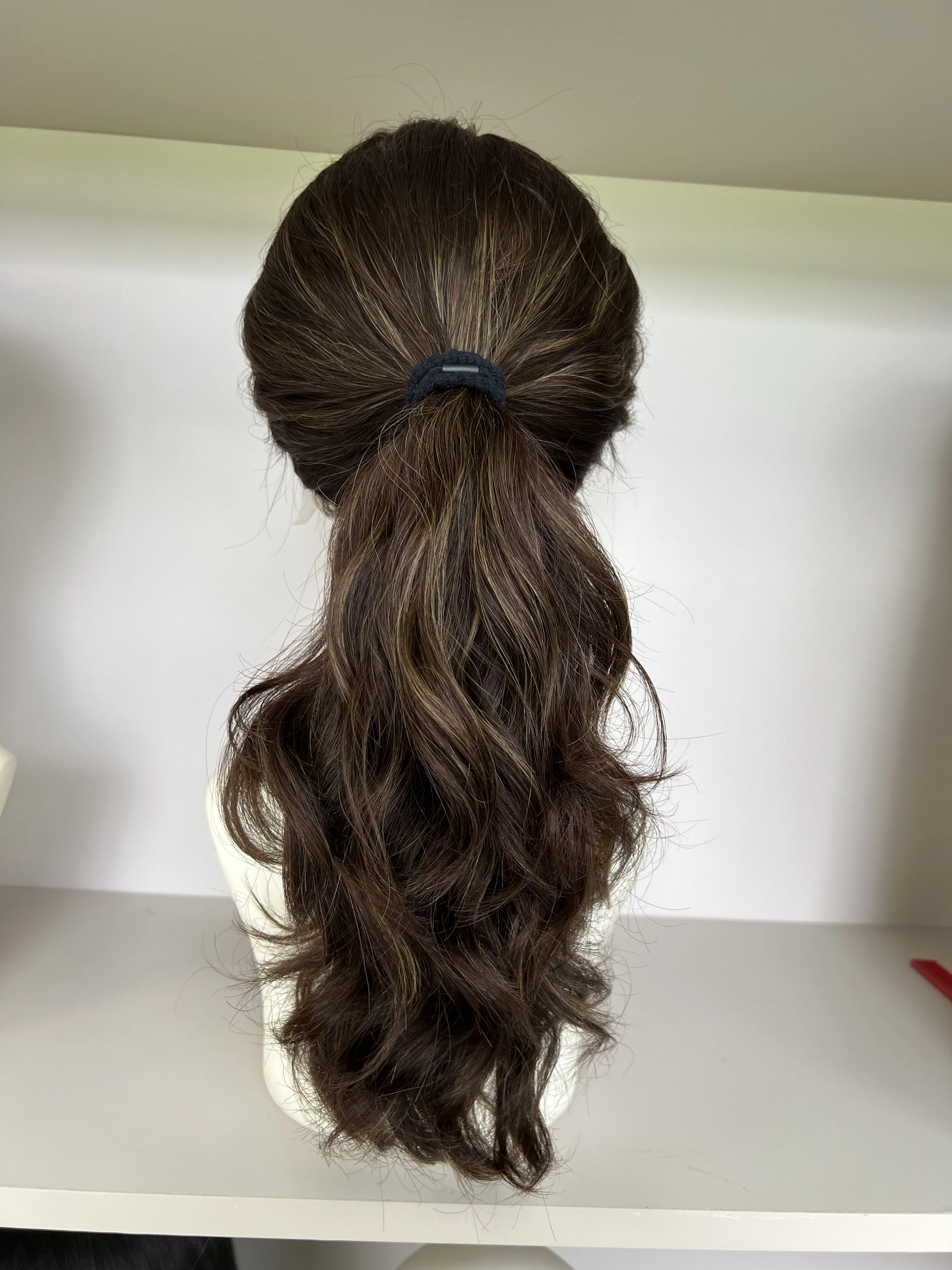 European Virgin Hair Half wig Lace Top with ponytail Wave Hair long Layer Tsingtaowigs Kosher Wig For Women