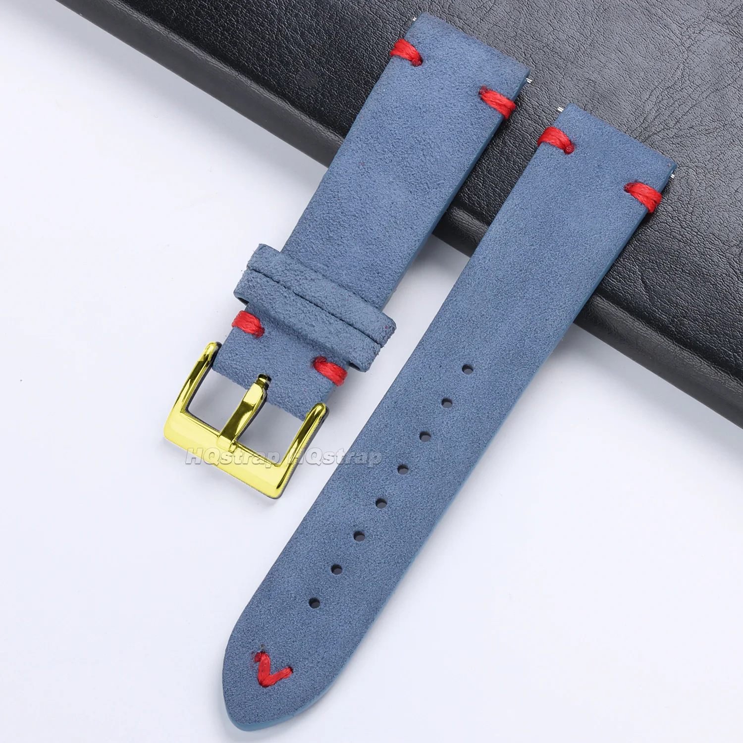 Luxurious Gold Buckle Vintage Suede Leather Strap with Quick Release
