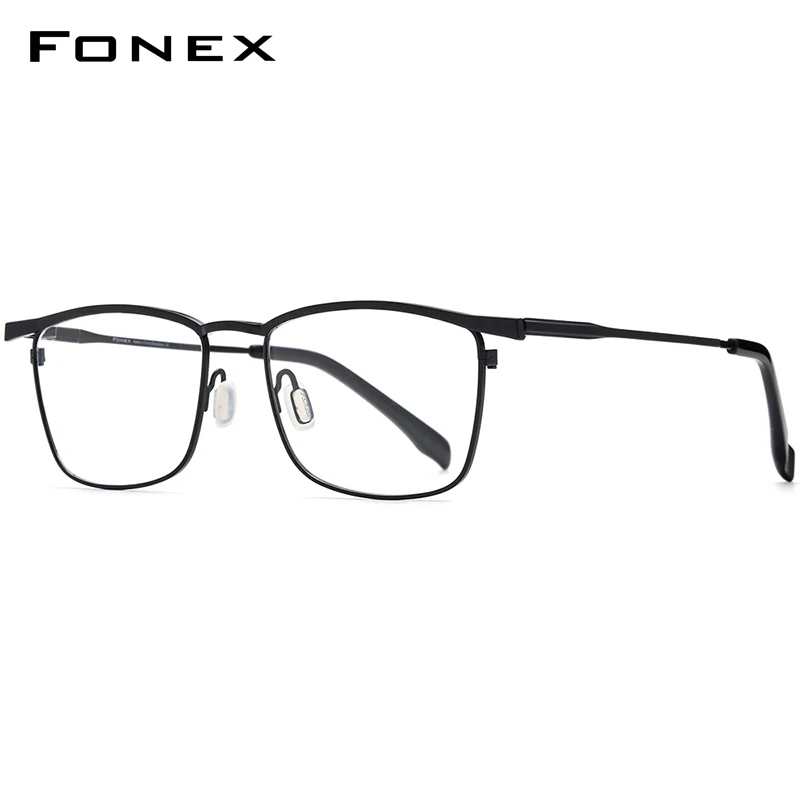 Óculos FONEX Masculino Armação Quadrada Titânio Puro - Modelo F85741 - Ultraleve