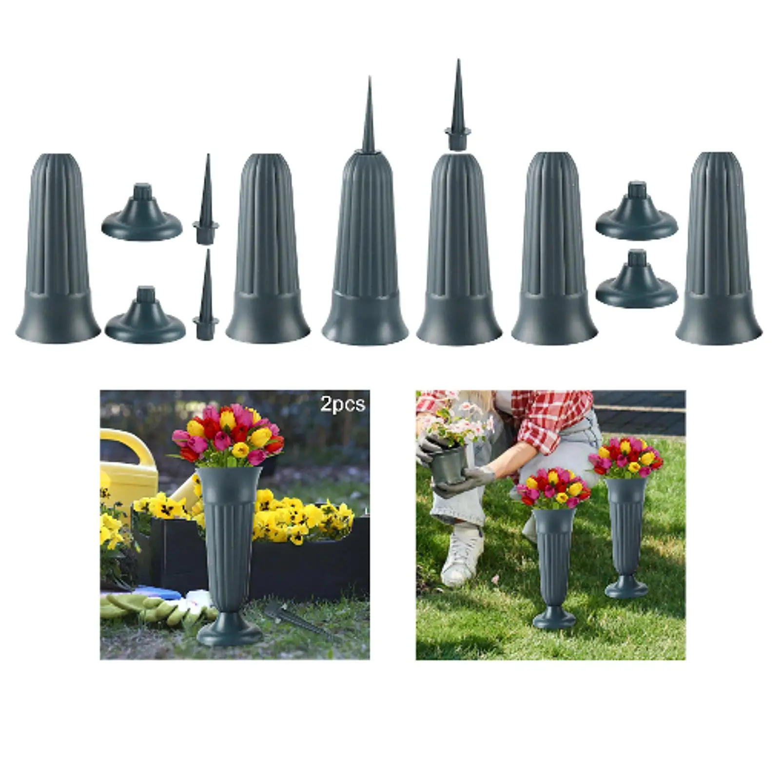 Cemetery Grave Flower Vase Lawn Plant Pot Lightweight Accessories Container Memorial Gift for Cemetery Flower Holder Decoration