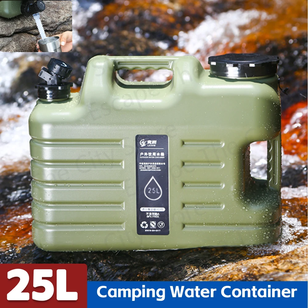 

25L Camping Water Container with Detachable Faucet No Leakage for Outdoor Travel Driving Large Capacity Portable Drinking캠핑물탱크