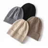 100%Pure Cashmere Women's Winter Hat 2023 Warm Wool Soft Beanie Bonnet y2k Rhombus Luxury Beanies For Lady Knitted Skullies Cap 1