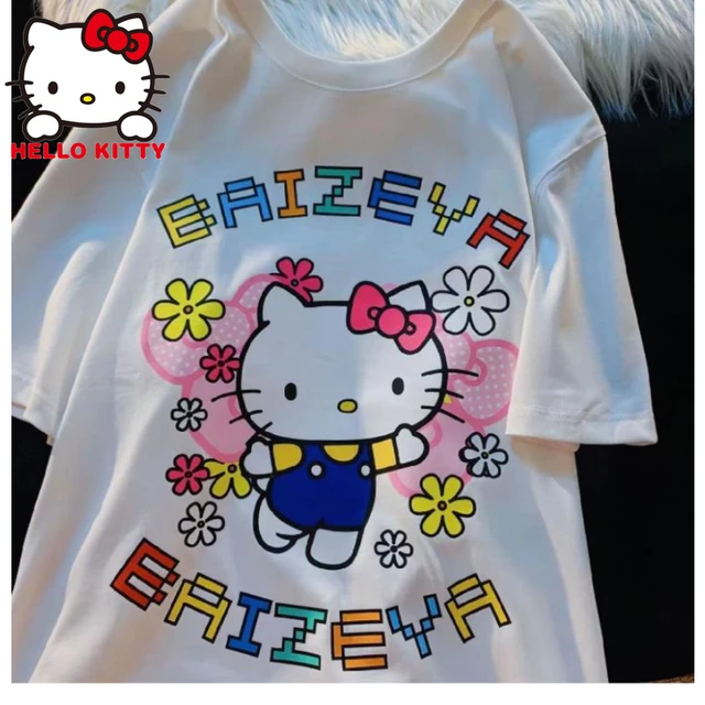 T-shirts Women 2023 Hello Kitty Print Cute Vintage Summer Clothing 90s  Tshirt Top Lady Print Clothes Stylish 2023 Tee T-Shirt - AliExpress