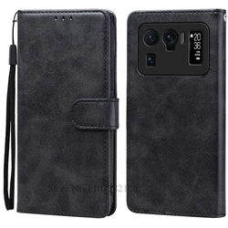 Leather Wallet Flip Case - Luxury Cover for Xiaomi Mi 11 Ultra (Black)