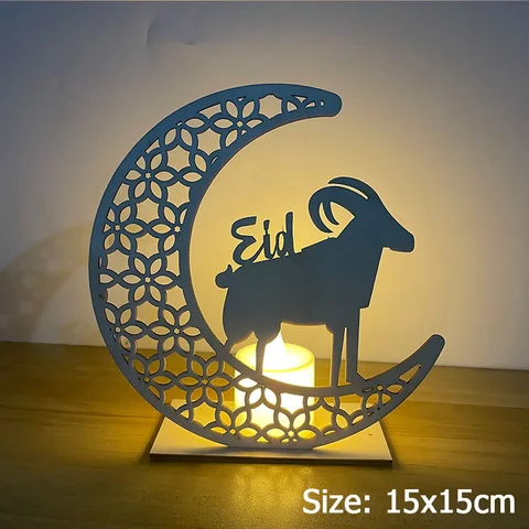 Eid Mubarak Decorations for Home Wooden Table Stand Moon Plaque Hanging Pendant Islam Muslim Event Party Supplies