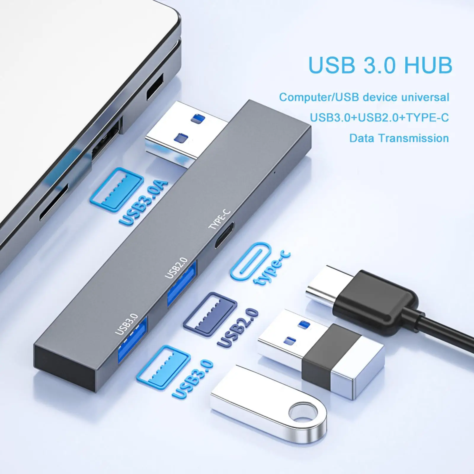 USB 3.0 Hub Compact 3 in 1 Portable USB Expander for Laptop Printer Computer