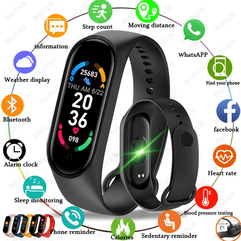 

2022 New M6 Band Smart Watch Men Women Bluetooth Smartwatch Heart Rate Sports Fitness Bracelet For Apple Android Xiaomi Mi Watch