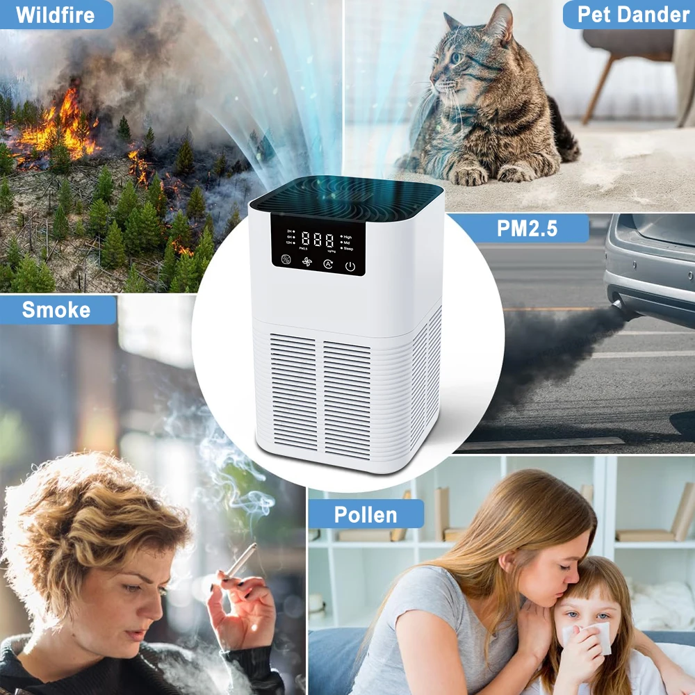 Air Purifier Smoke Odor Negative Ion Generator with Aromatherapy Air Cleaner for Household HEPA Filter Efficient Purifying Air 2