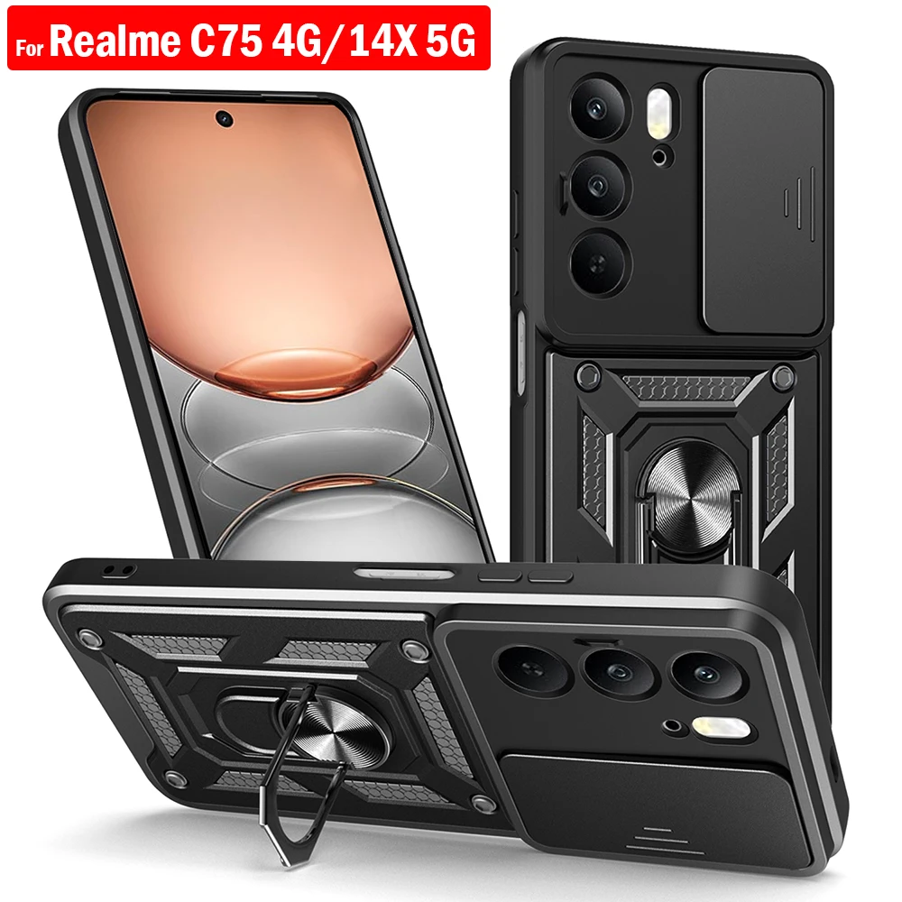 Armor Protective Case with Slide Camera Cover & Ring Stand - Shockproof