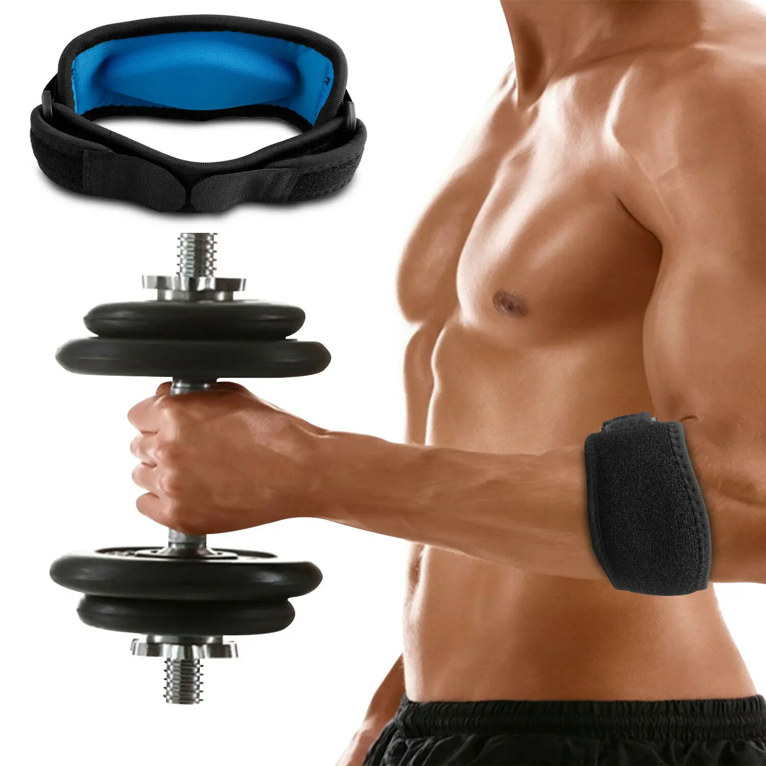 Description Picture 6 of itemElbow Pads Sports Safety Elbow Brace Strap Tendonitis Golfers Band Pain Relief Support Protector Tennis Basketball Accessories