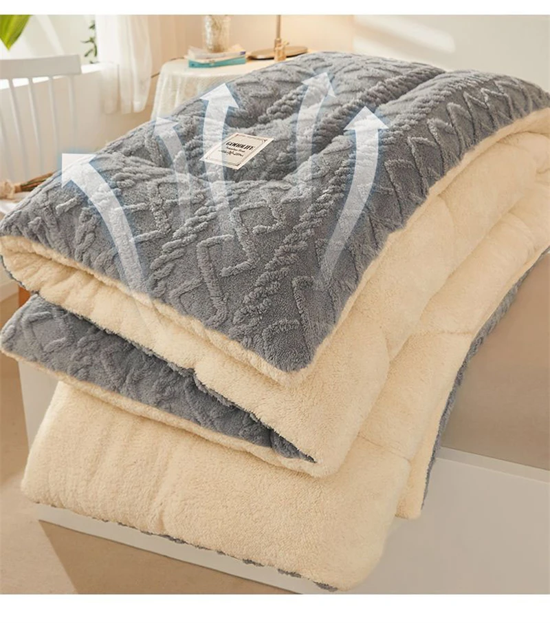 New Super Thick Winter Warm Blanket for Bed Artificial Lamb Cashmere Weighted Blankets Soft Comfortable Warmth Quilt Comforter