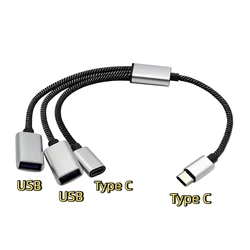 4 - Port Type C USB Hub Splitter with Fast Data Transmission and OTG Adapter (C to C and USB)