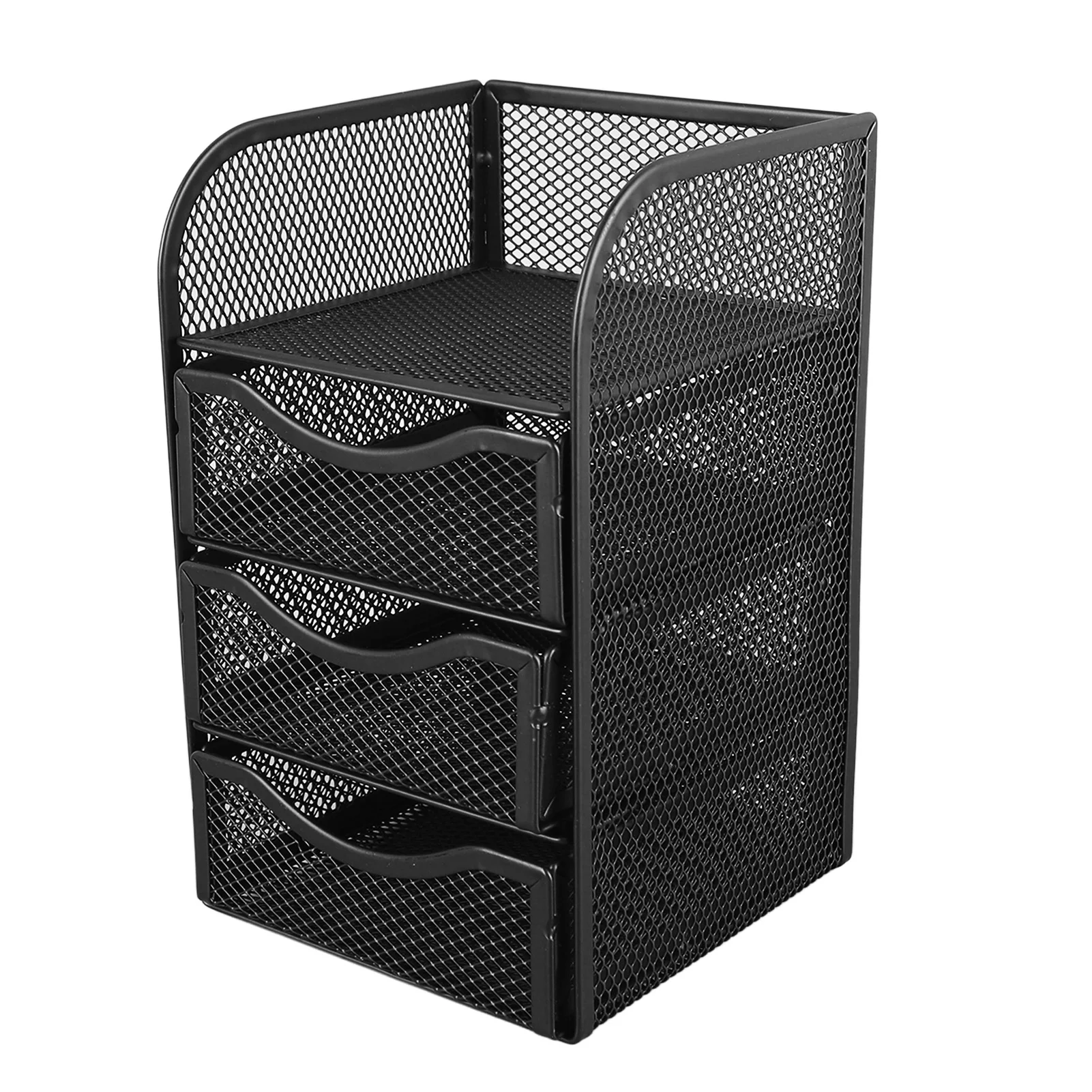 Desk Organizer with 3 Drawers Metal Mesh Slip Resistant Desktop Storage Rack for Office Supplies Stationery - 4