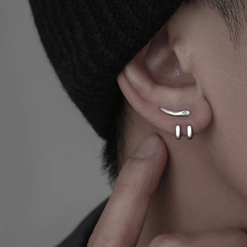 Vintage Minimalist Charm Punk Earring for Men Detachable Dual Purpose Stud Earring Prong Ear Punk Party Mens Jewellery Hombre 2