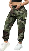 Women’s Lightweight Quick-Dry Camo Cargo Pants - Tapered Leg Elastic Drawstring Waistband Breathable Tactical Pants - Image 2