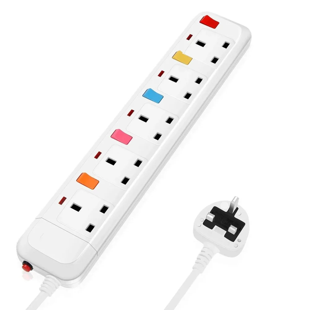 Melery power strip proteção contra surtos reino unido adaptador de tomada elétrica 2m cabo de extensão 4 gang/way 2 usb montável comutado individualmente