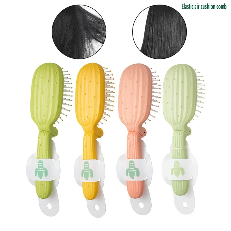 

1PC Portable Travel Folding Air Cushion Comb Shaped Like A Cactus Massage Comb Massage Scalp Anti-static Hair Care Brushes Combs