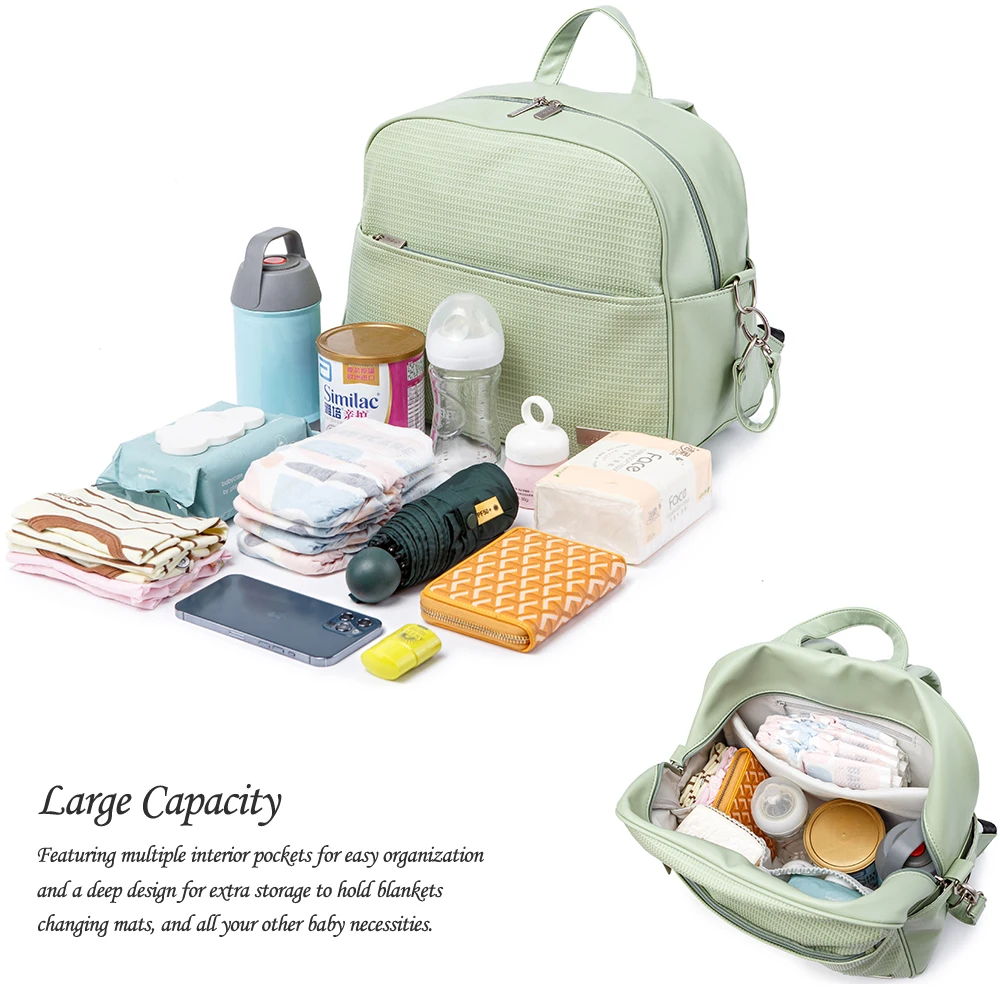 Soboba Diaper Backpack for Newborn Baby Waterproof Multi-function Travel Nappy Changing Bag Patchwork Stylish Diaper Bag