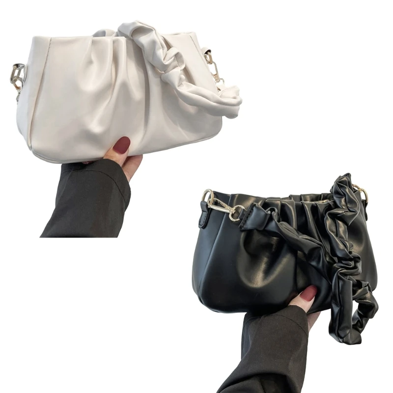 Fashionable Cloud Bag with Eye catching Ruffled Detailing Elegant Shoulder Bag E74B