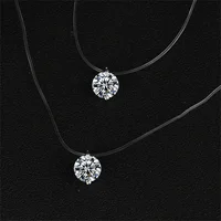 Collier en cristal brillant pour femmes, ligne de pêche transparente, rond en Zircon, ras du cou, chaîne de clavicule minimaliste, bijoux 5