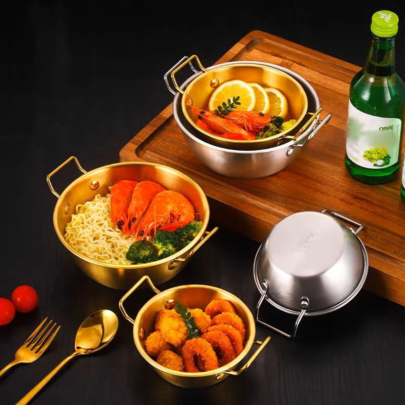 1pcs Stainless Steel Korean Style Pot Golden Sauce Dishes Appetizer Serving Dishes Sets Tray Spice Plates Kitchen Tableware 3