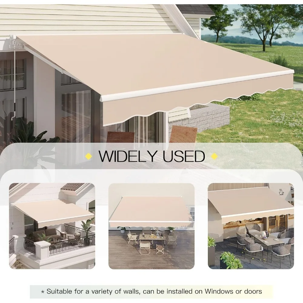 Description Picture 6 of itemAwnings for Patio, 10'x8' Retractable Awning Cover Sun Shade Shelter, 280g/m² Premium Polyester with PU Coating Fabric Outdoor
