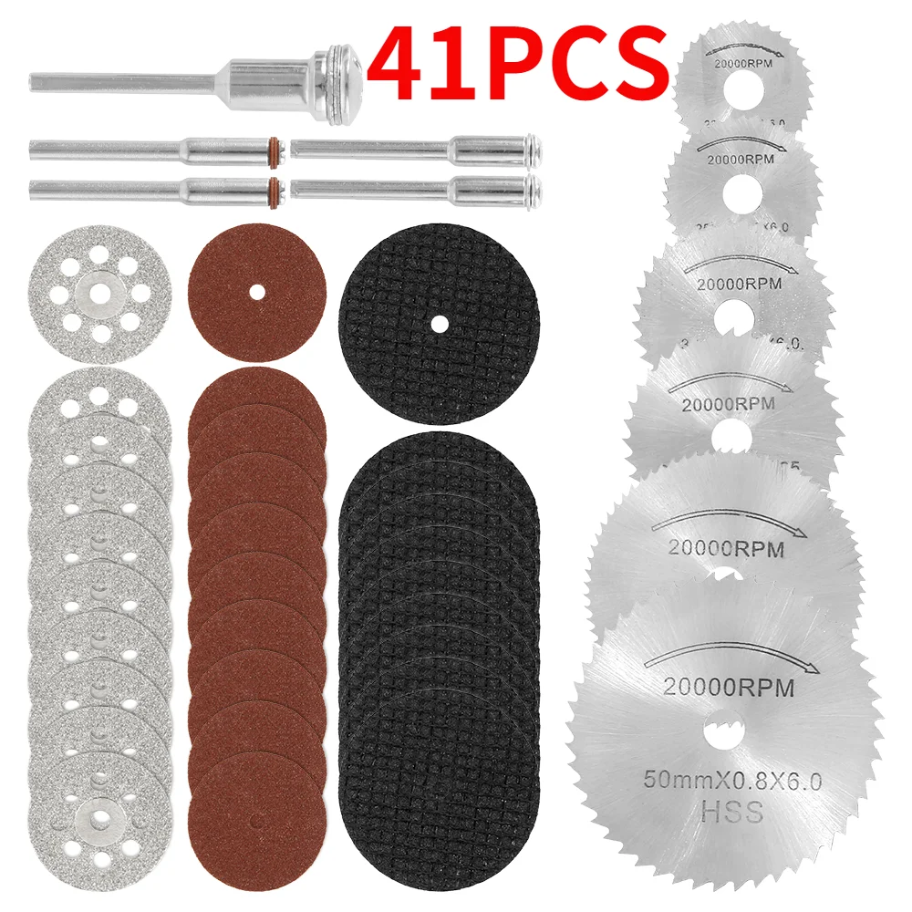 

41Pcs Metal Circular Saw Blade With Mandrels Drill Warehouse Rotary Wood Cutout Disc Wheel Blade Shank High Speed Steel Saw