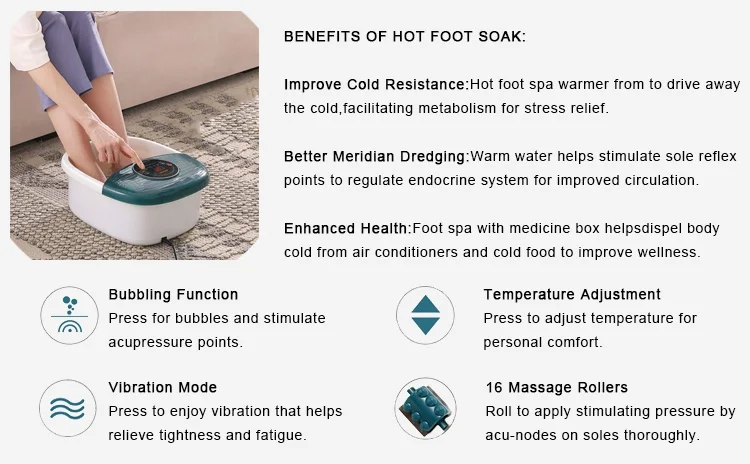 Description Picture 2 of itemElectric Heat Best Foot Spa Bath Massager Machine For Foot Shiatsu Massage With Air Bubble And 22pcs Shiatus Massage Rollers