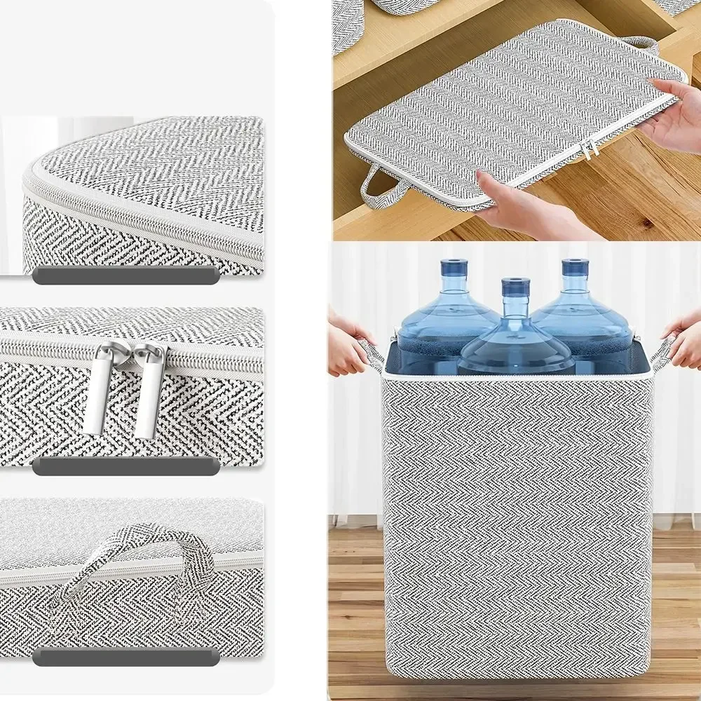 Non-woven Quilt Storage Bag with Lids Zipper Foldable Clothes Quilt Bins Container Large Capacity Dust-proof Bag Organize 3