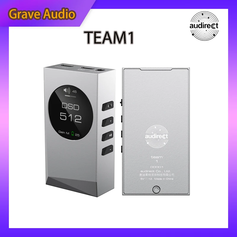 

Audirect Team 1 усилитель для наушников Портативный декодер Team1 Bluetooth USB DAC OPA1612 OpAmp 4,4 мм сбалансированный IEM AMP