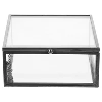 Jewelry Box Travel Black Storage Bins Trinket Glass Display Home Perfume Organizer 1