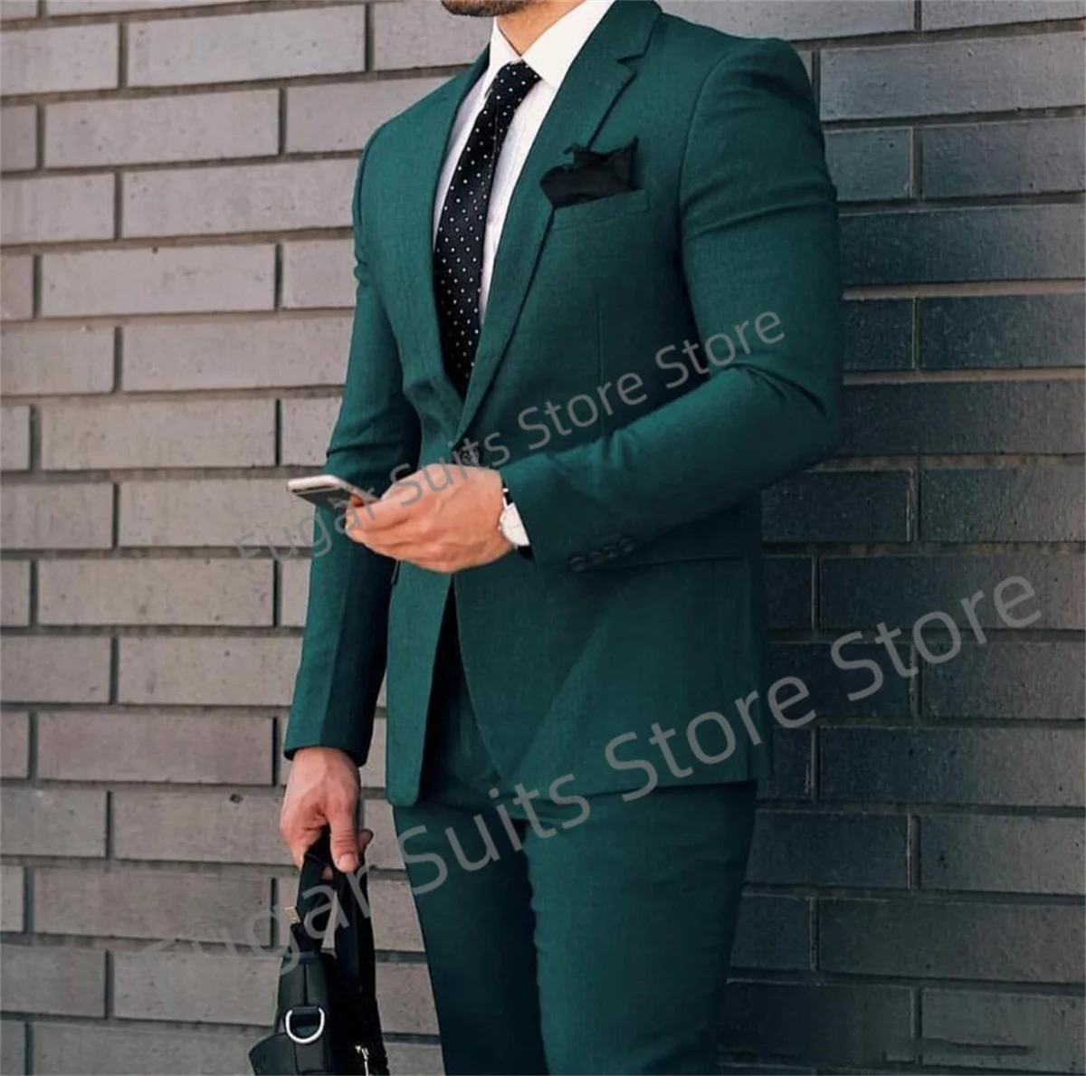 Handsome Suits For Men Slim Fit Notch Lapel Groom Tuxedos Custom Business 2 Pieces Blazer+Pants Sets Costume Homme