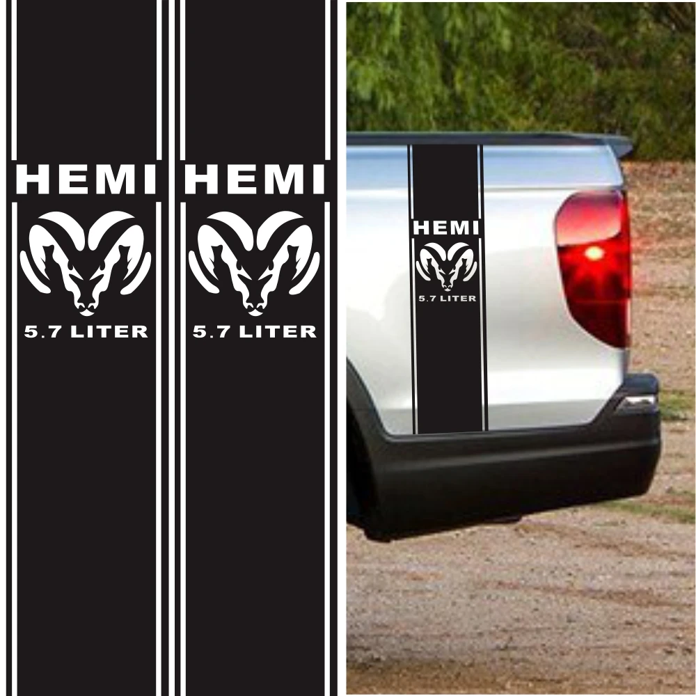 

Wholesale 2Pcs Car Stickers for Ram 1500 RT HEMI Truck Bed Box Colorful Graphic Stripe Decal Sticker for Custom Mopar
