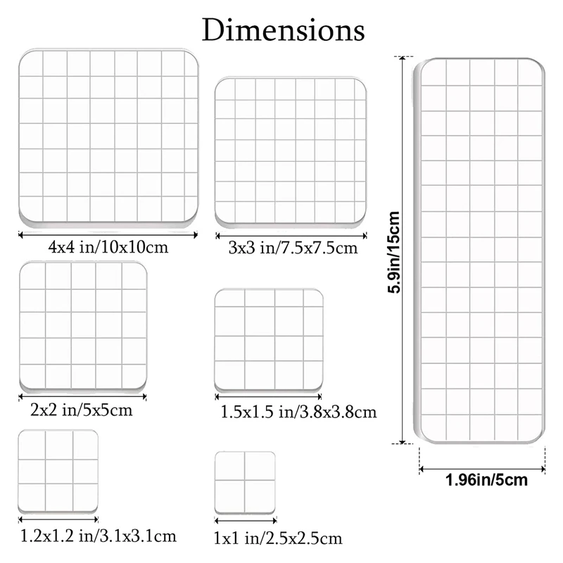 7 Pieces Acrylic Stamp Blocks, Clear Stamp Blocks Acrylic Blocks For Stamping Tools Set With Grid Decorative