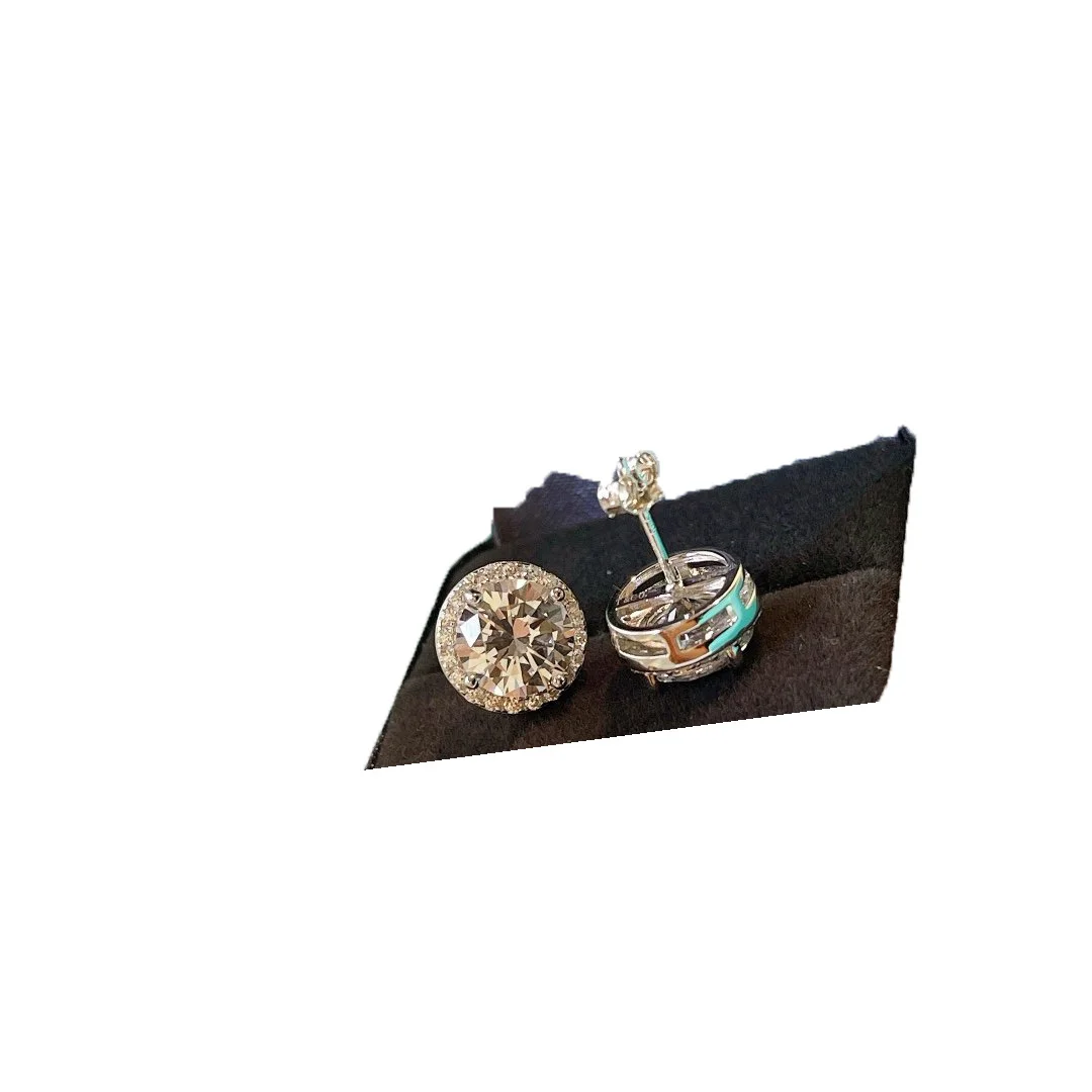 2022 Hot Trend Brand Two Carat Round Diamond Earrings Ear Studs Everyday Wear Versatile Jewelry Atmosphere Banquet