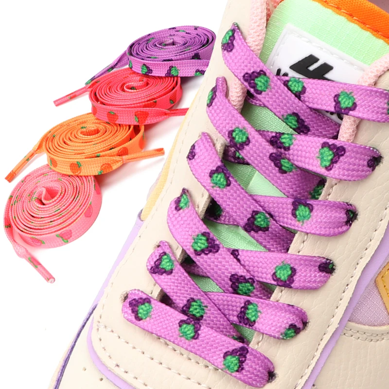 

1Pair Fruit Printing Shoelaces Rubber Band For Shoes Laces For Sneakers Casual Shoes 120/140/160CM Flat Shoestring Accessories
