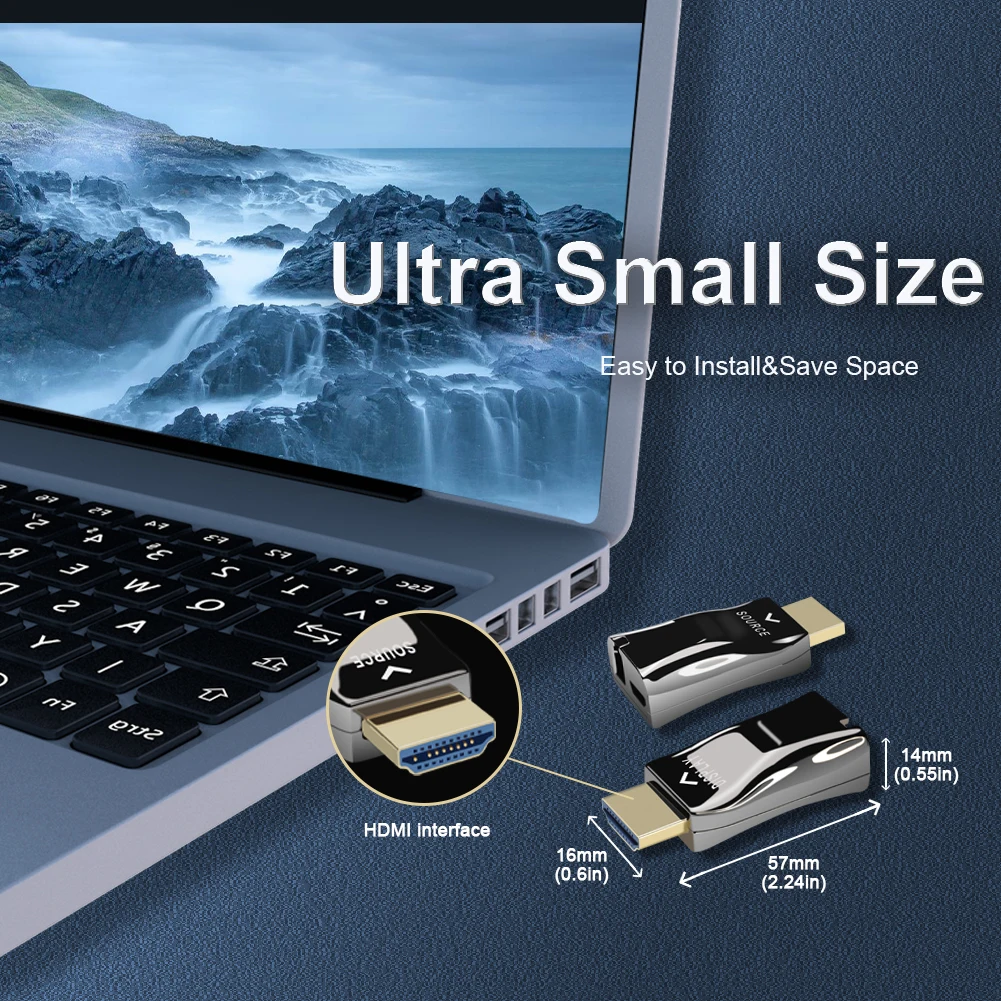 Mini 4K HDMI Fiber Extender,HDMI1.4a / 2.0 Over Fiber Optical Transceiver up to 300m,4K@30HZ/60Hz HDMI Converter,Multimode