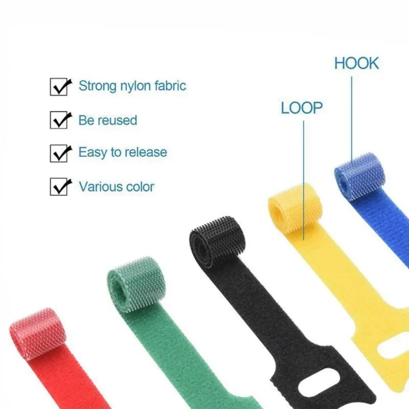 Versatile Reusable Nylon Cable Organizer with Self-Adhesive Straps