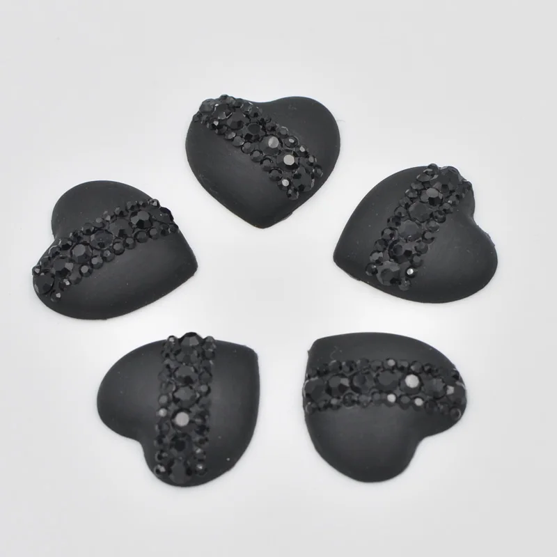 Black Heart Rhinestones 20mm Resin Crystal Flatback Wedding Craft  Accessories 20