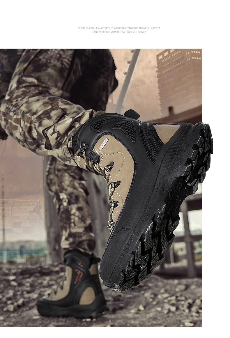 Fujeak Anti-slip Wear-resistant Work Shoes High Quality Military Boots Fashion Comfortable Desert Combat Boots Casual Mens Shoes