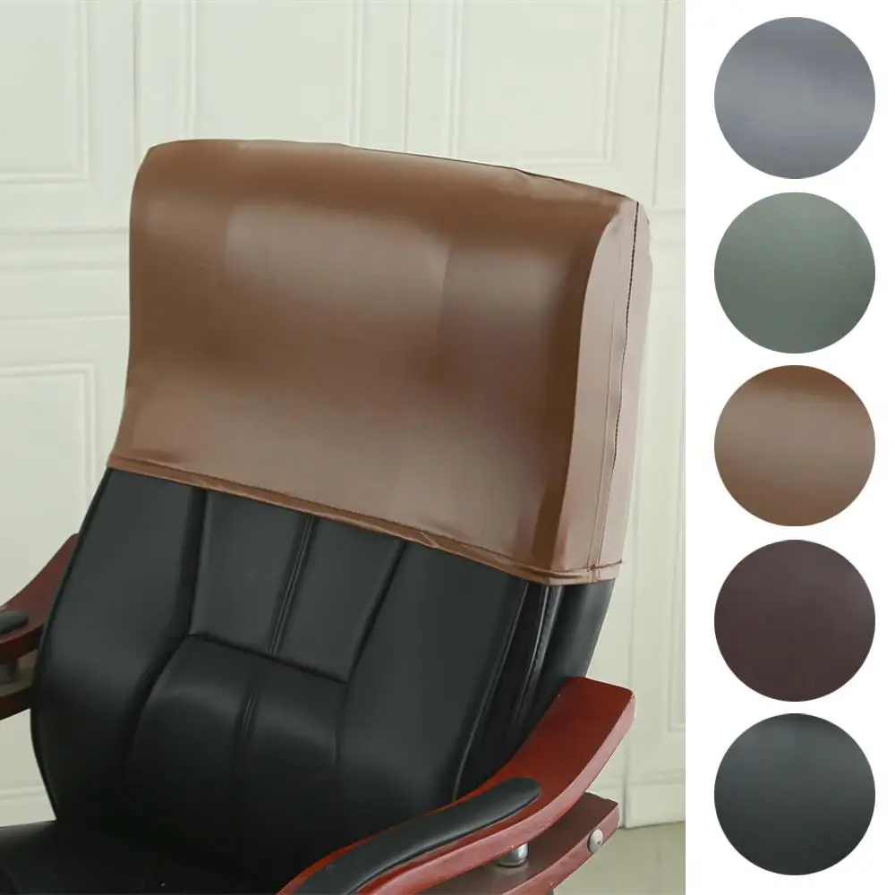 Description Picture 4 of itemPU Leather Elastic Office Chair Head Pillow Cover Chair Back Cover Dustproof Solid Color Chair Backrest Covers Chair Head Cover