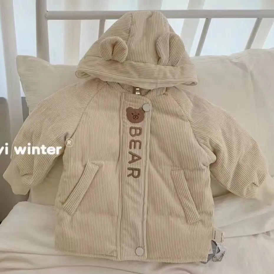 Children's Cartoon Cotton Jacket New Boys' and Girls' Hooded Cotton Jacket for Infants and Toddlers Coat Autumn Winter