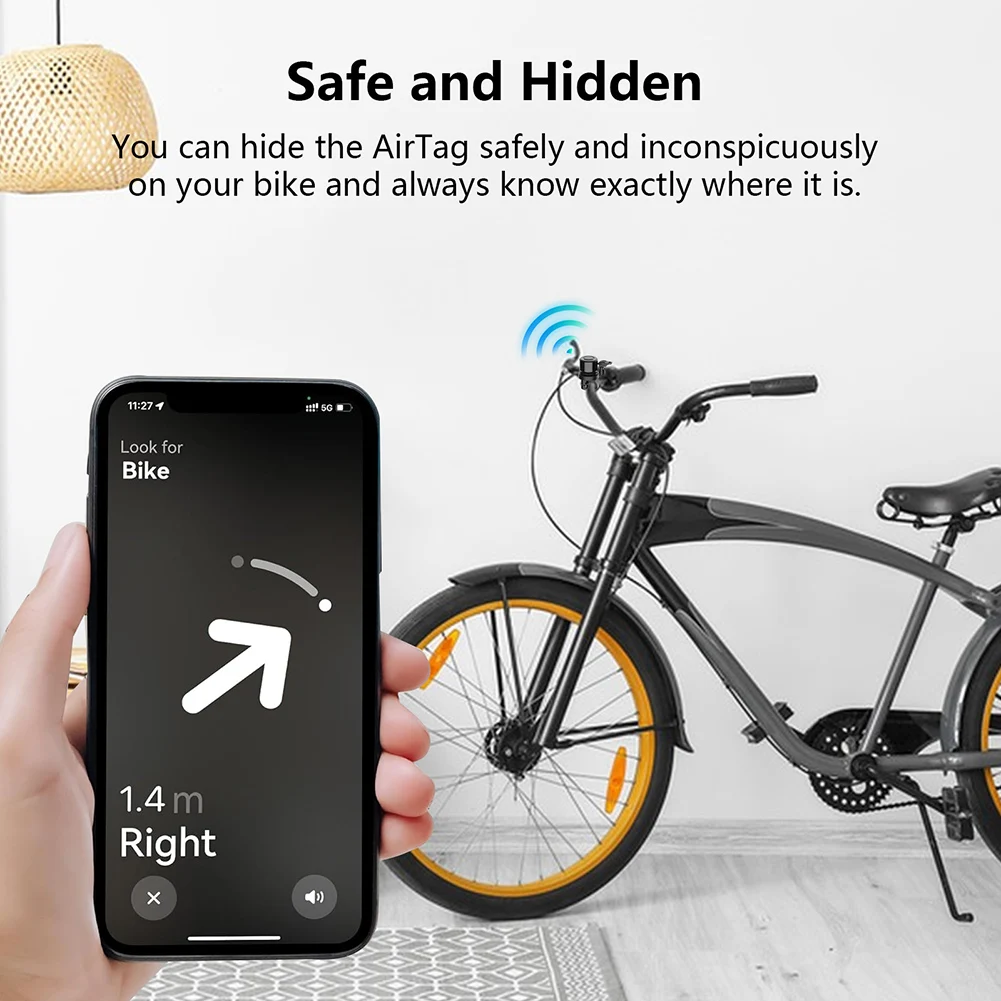 Bicycle Bell for Apple AirTag Bike Mount GPS Tracker Waterproof Bike Mount Bicycle Bell Anti-Theft Ring Accessories