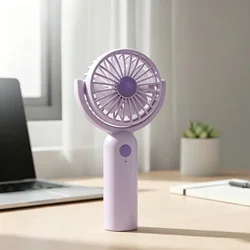 Compact Handheld Mini Fan with Adjustable Speeds and Detachable Cover - No plug (PURPLE)
