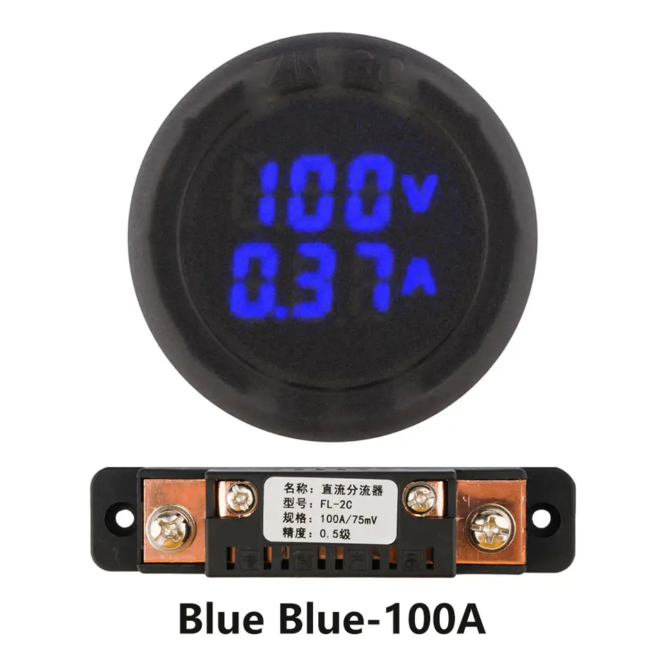 DC100V 1A 10A 50A 100A Digital Voltmeter Ammeter Circular Voltmeter Car Voltage Current Meter Volt Detector Tester Monitor Panel image 14